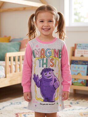NWT | IF Movie "Blue" Monster Nightgown | Sleepwear | Pink & Grey | 4T
